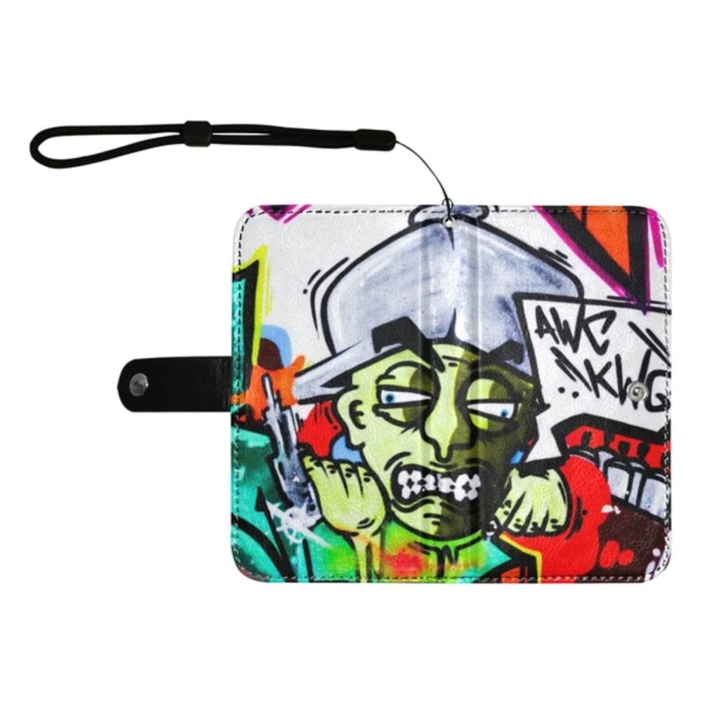 GRAFFITI AGGRAVATED LEATHER PHONE WALLET